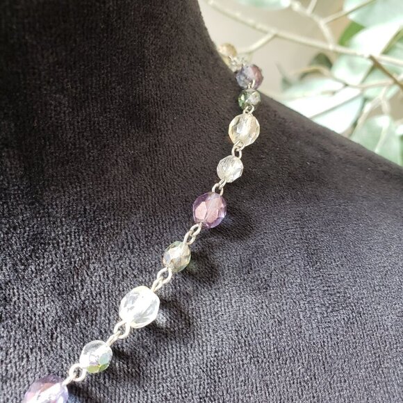 Womens Fashion Multicolor Crystal Faceted Beaded Necklace with Lobster Clasp - Picture 4 of 6